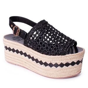 🆕{Tory Burch} Dandy Peep Toe Woven Platform Sandals